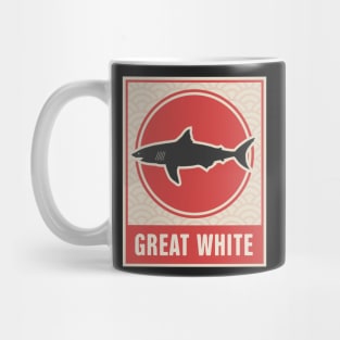 Retro Japanese Style Great White Poster Mug